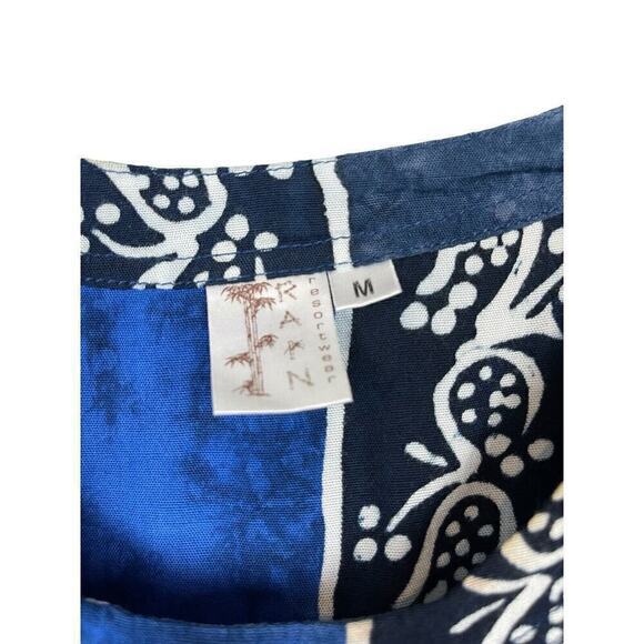 Rain Resort Wear Beach Cover-Up Size Medium Blue + Black with Fringe - Picture 5 of 10